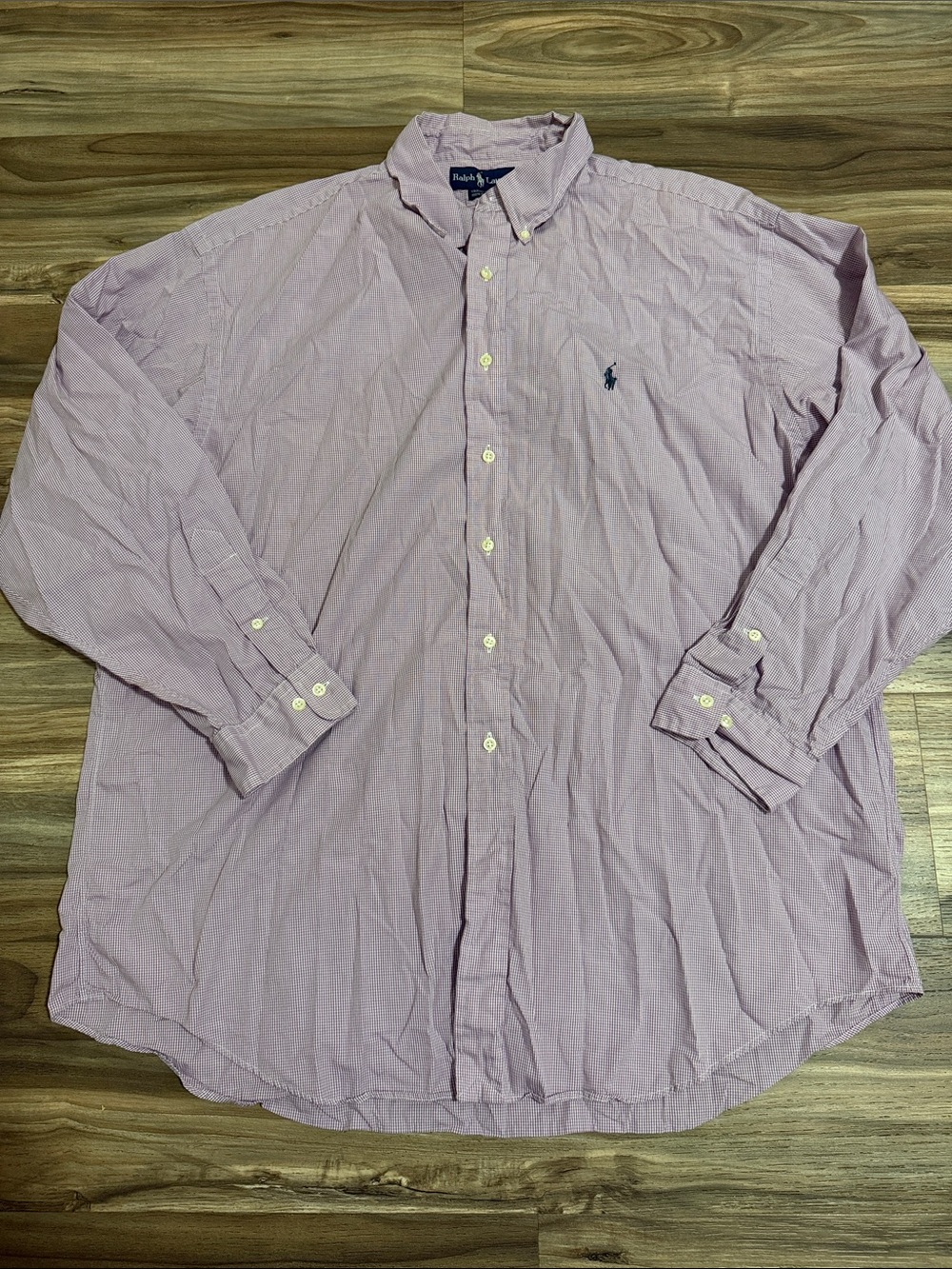 Vtg. Ralph Lauren Shirt Yarmouth Mens 18 34/35 Purple Gingham Button Down L/S
